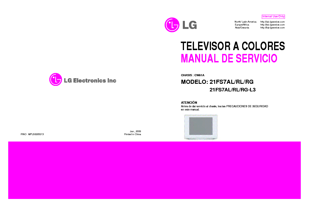 LG 21FS7AL[RL][RG] CHASSIS CW81A service manual (1st page)